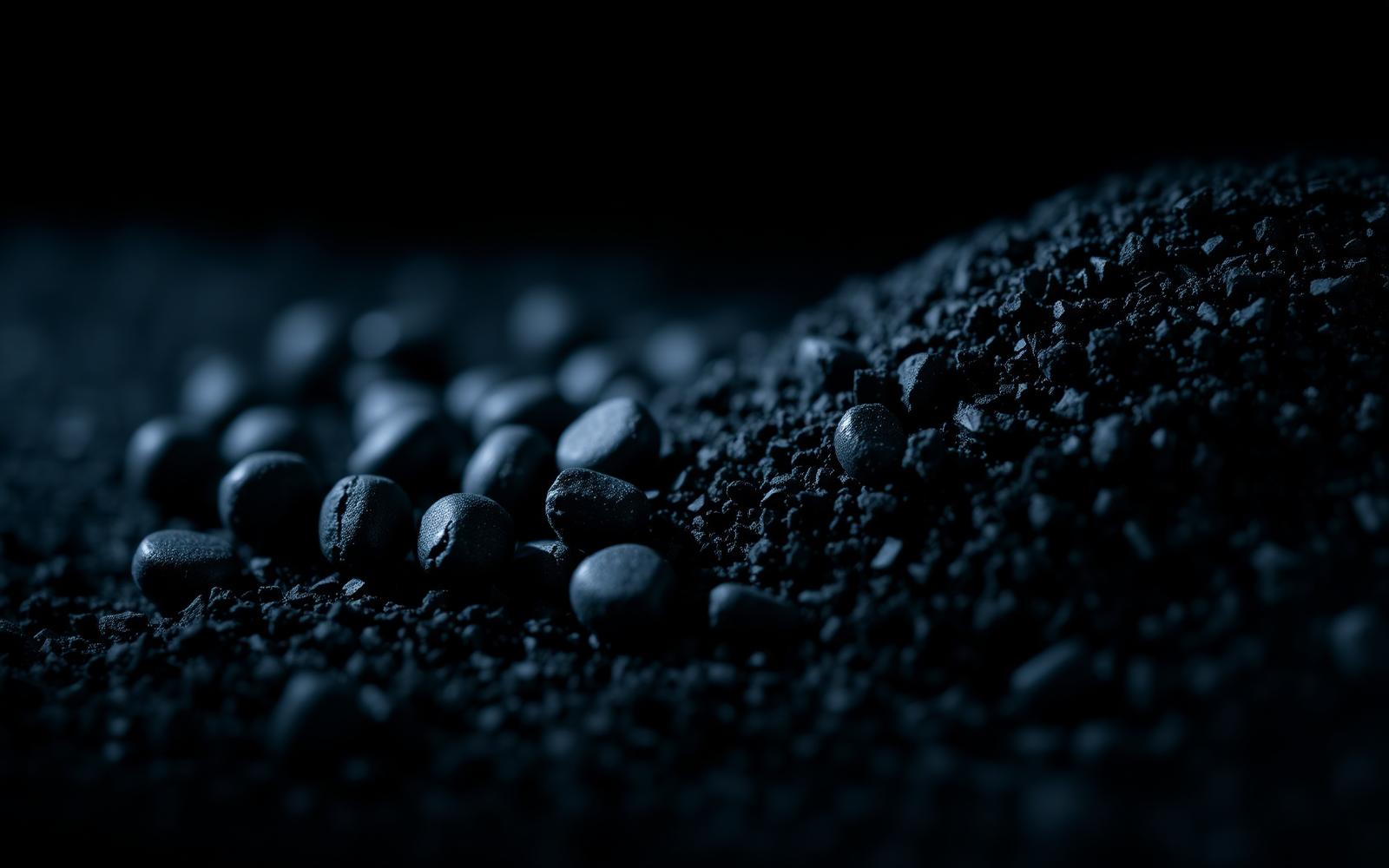 Macro view of iron oxide pellets and granular activated carbon media